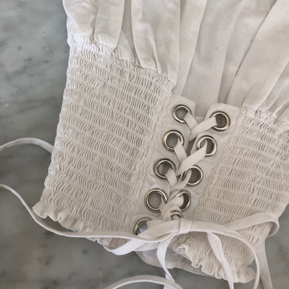 WHITE LONG SLEEVE CORSET TOP - Picture 3 of 4